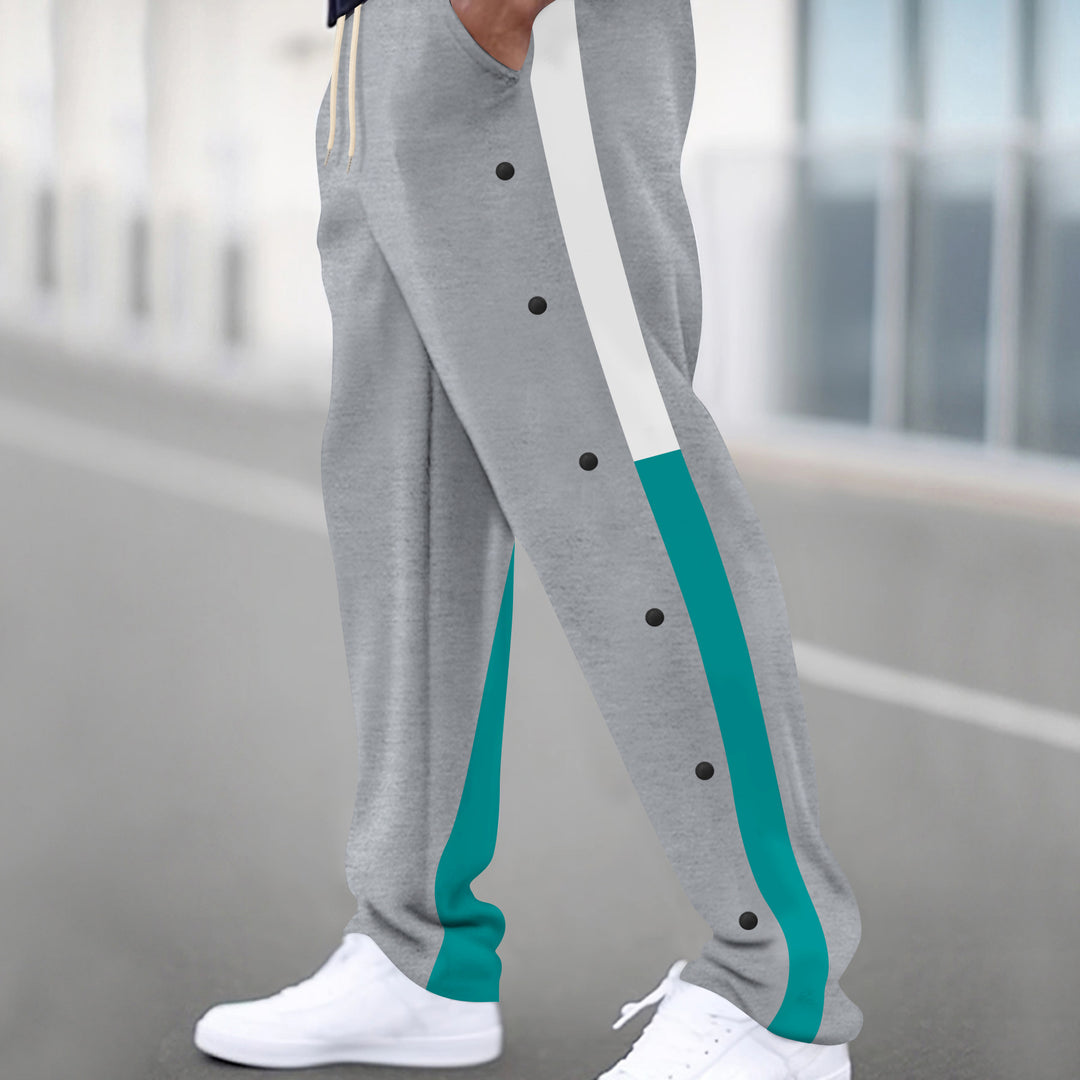 Men's sporty training pants with side snap buttons and elastic waistband Lisslune