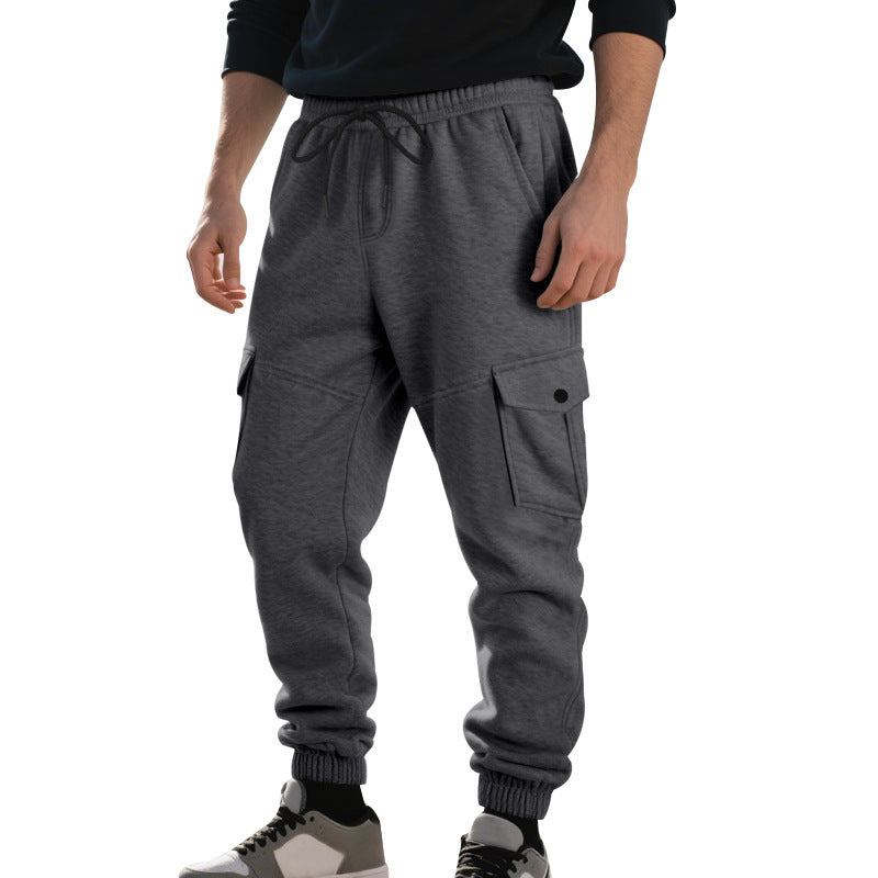 Men's cargo pants with elastic waistband and multiple pockets Lisslune