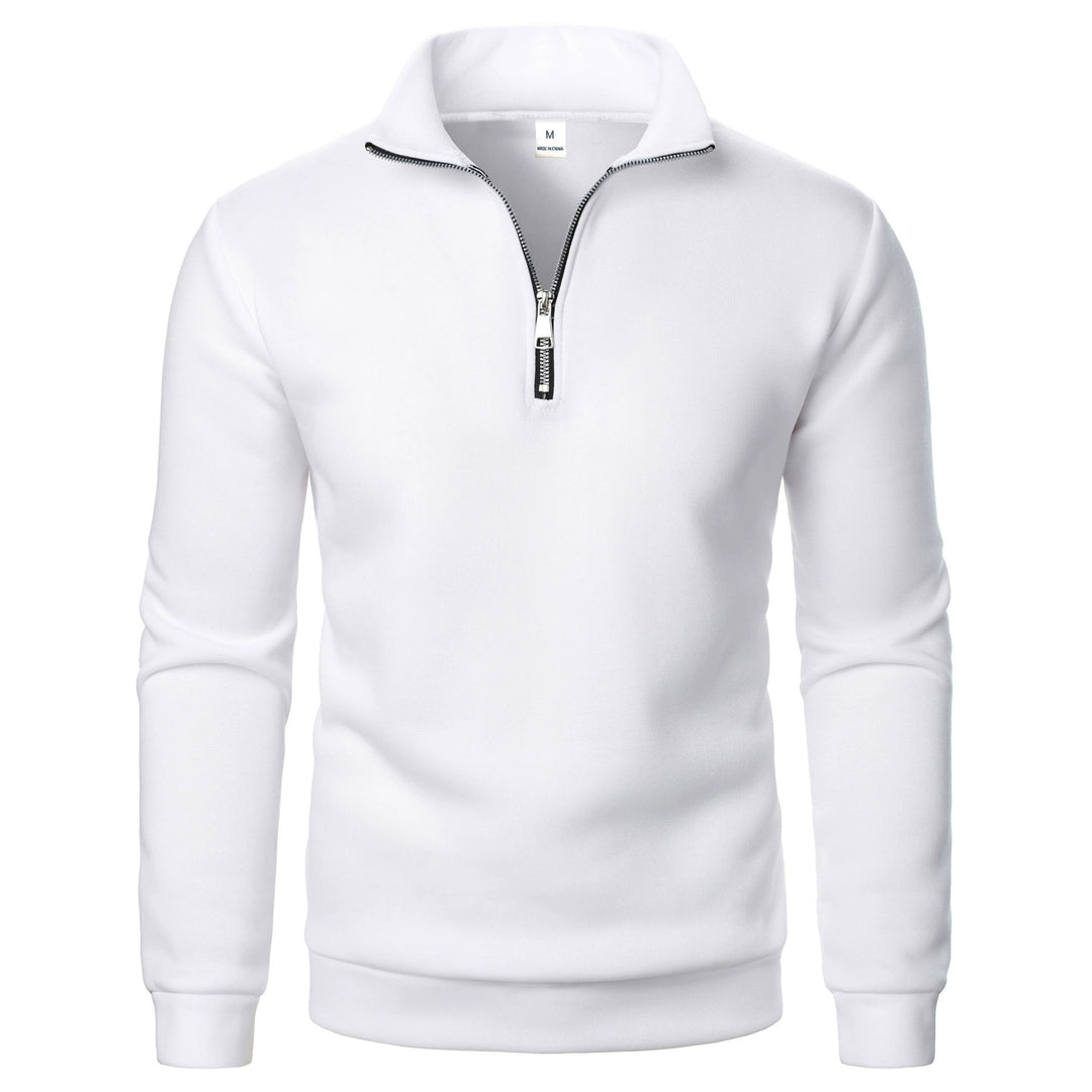 Men's fleece pullover with practical stand-up collar and zipper Lisslune