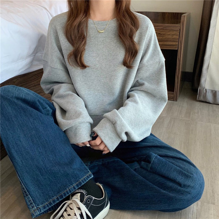 Women's Casual Oversized Sweatshirt with Comfort Collar and Soft Cuffs