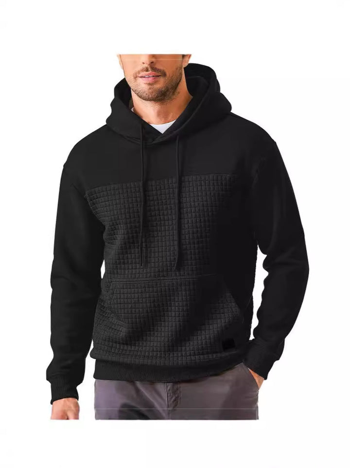 Men's Hoodie with Geometric Texture Design Lisslune