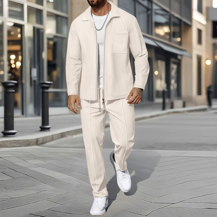 Men's sporty leisure set with zipper and practical pockets Lisslune