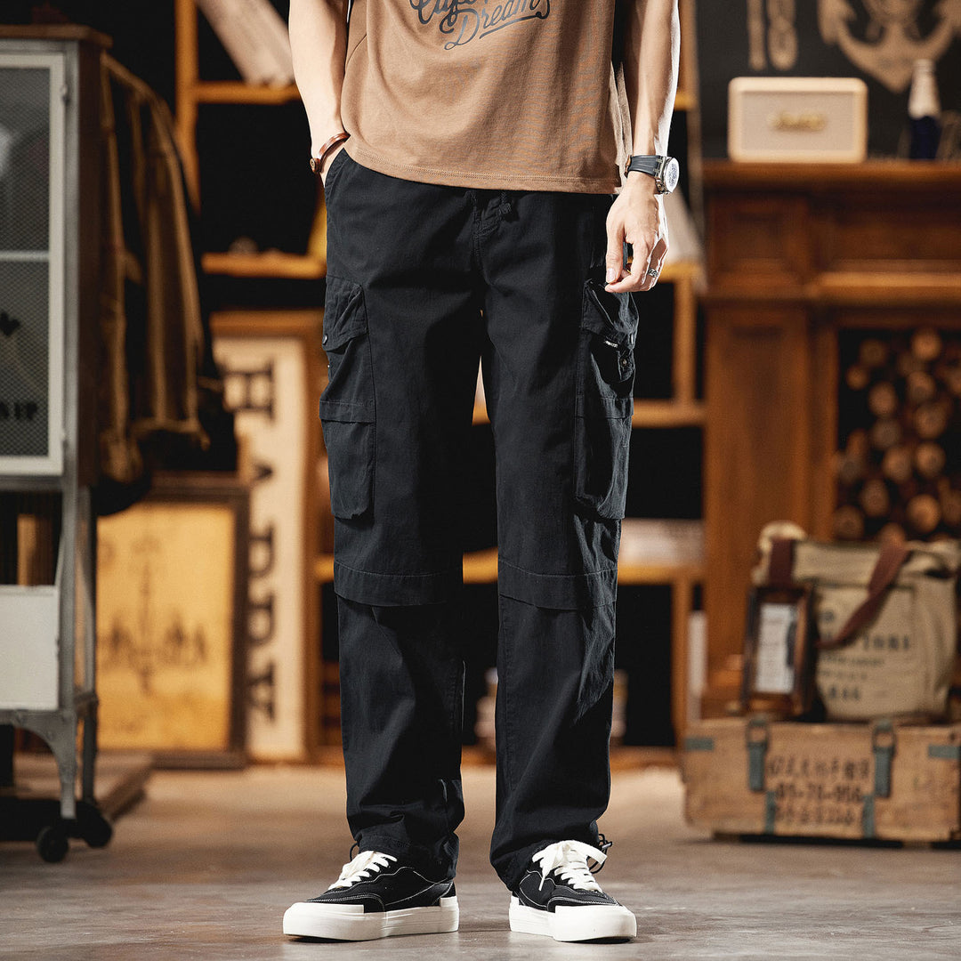 Men's cargo pants with numerous utility pockets and elastic waistband Lisslune