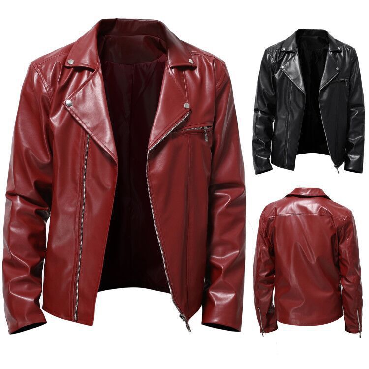 Men's stylish synthetic leather motorcycle jacket Lisslune