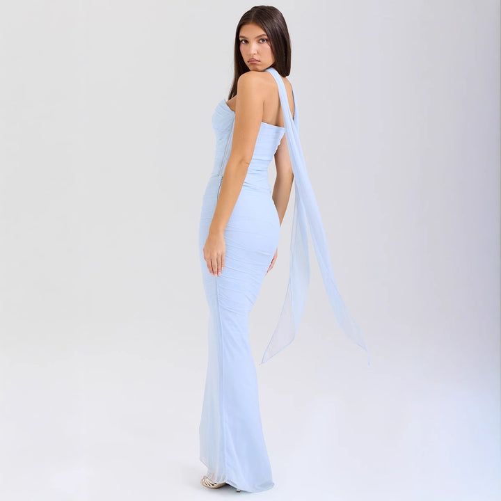 Women's form-fitting evening dress with off-shoulder design and sophisticated draping Lisslune