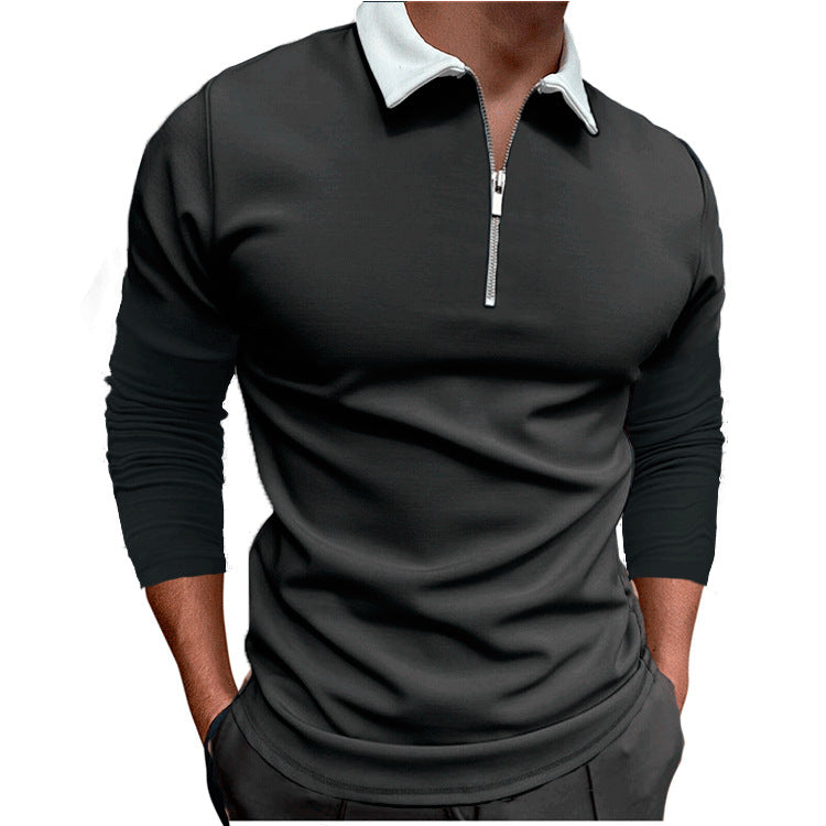 Men's sporty sweater with 1/4 zipper and contrasting collar Lisslune