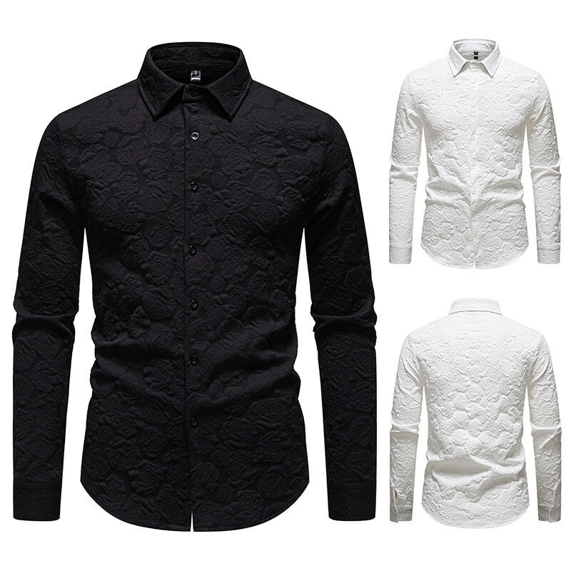Men's long sleeve shirt with textured design Lisslune
