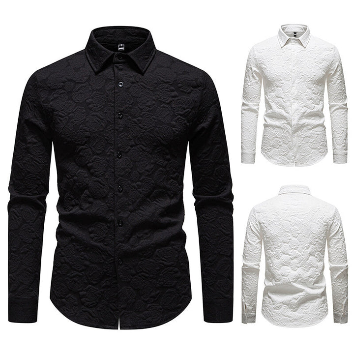 Men's long sleeve shirt with textured design Lisslune