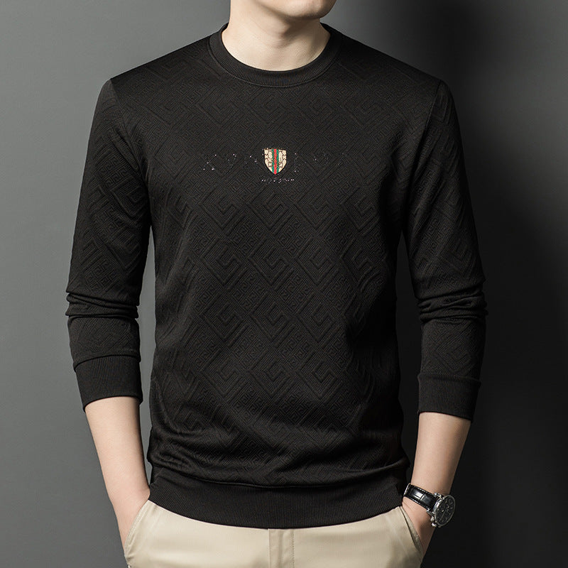 Men's high-quality round neck pullover made of elastic cotton blend Lisslune