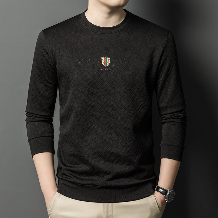 Men's high-quality round neck pullover made of elastic cotton blend Lisslune