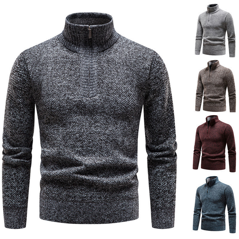 Men's Stylish Knit Sweater with High Collar and Textured Design Lisslune