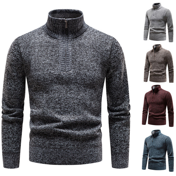 Men's Stylish Knit Sweater with High Collar and Textured Design Lisslune