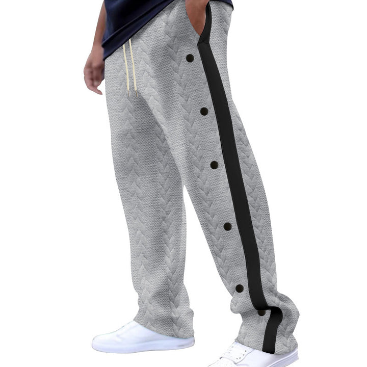 Men's sporty jogging pants with snap button and side stripes Lisslune