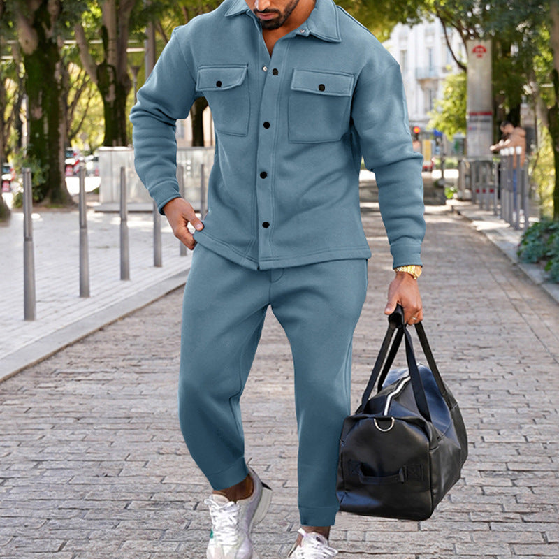 Men's leisure suit made of soft fleece with practical pockets Lisslune