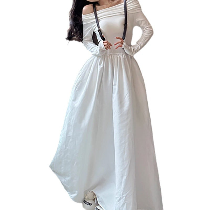 Women's elegant off-shoulder maxi dress with modern strap details Lisslune