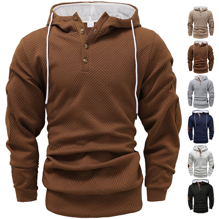 Men's sporty hooded sweatshirt with unique structural design and fashionable accents Lisslune