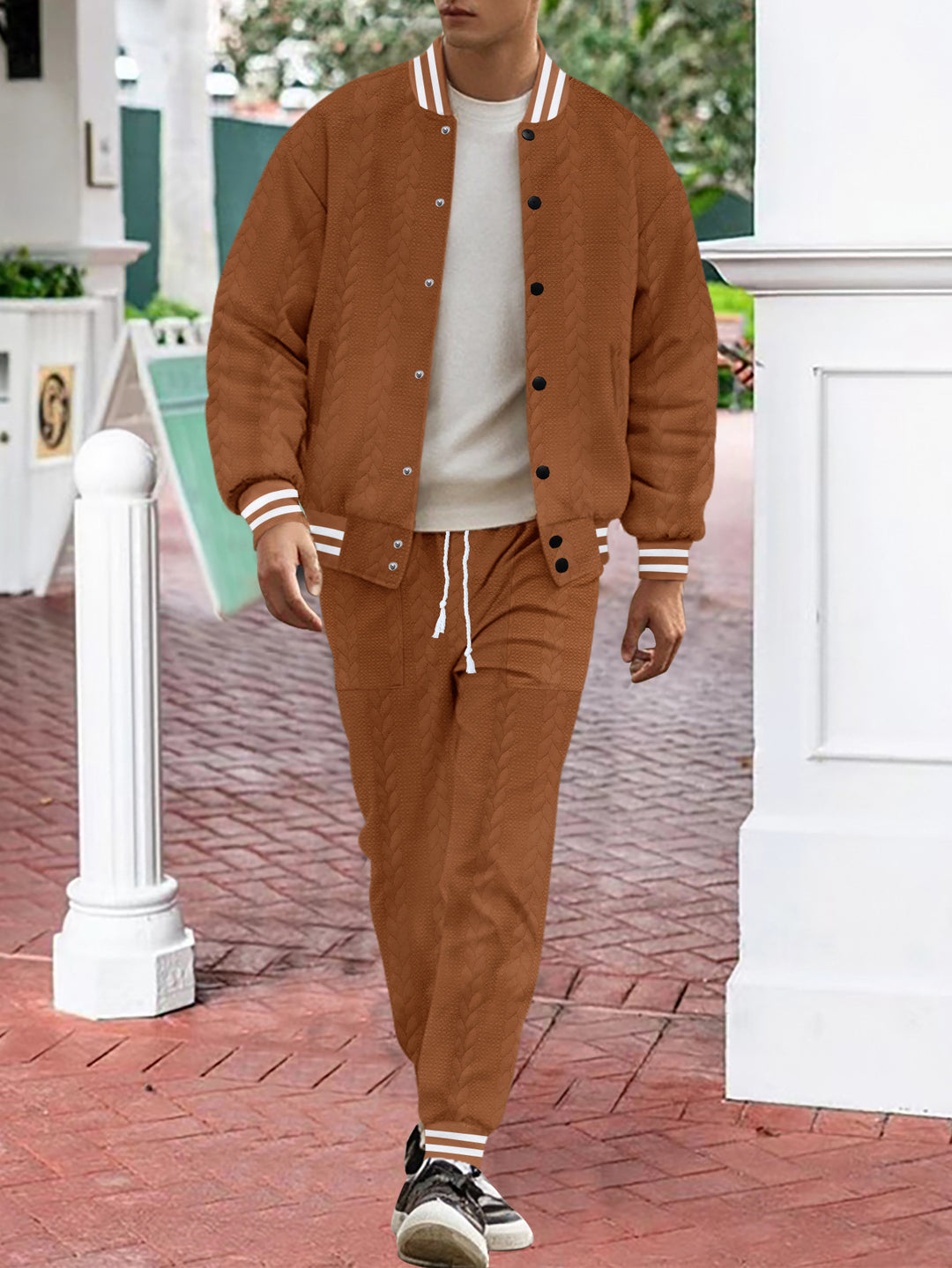 Men's casual knitted college jacket with modern design and comfortable details Lisslune