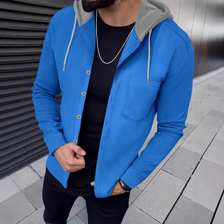 Men's leisure shirts with hood and textured design Lisslune