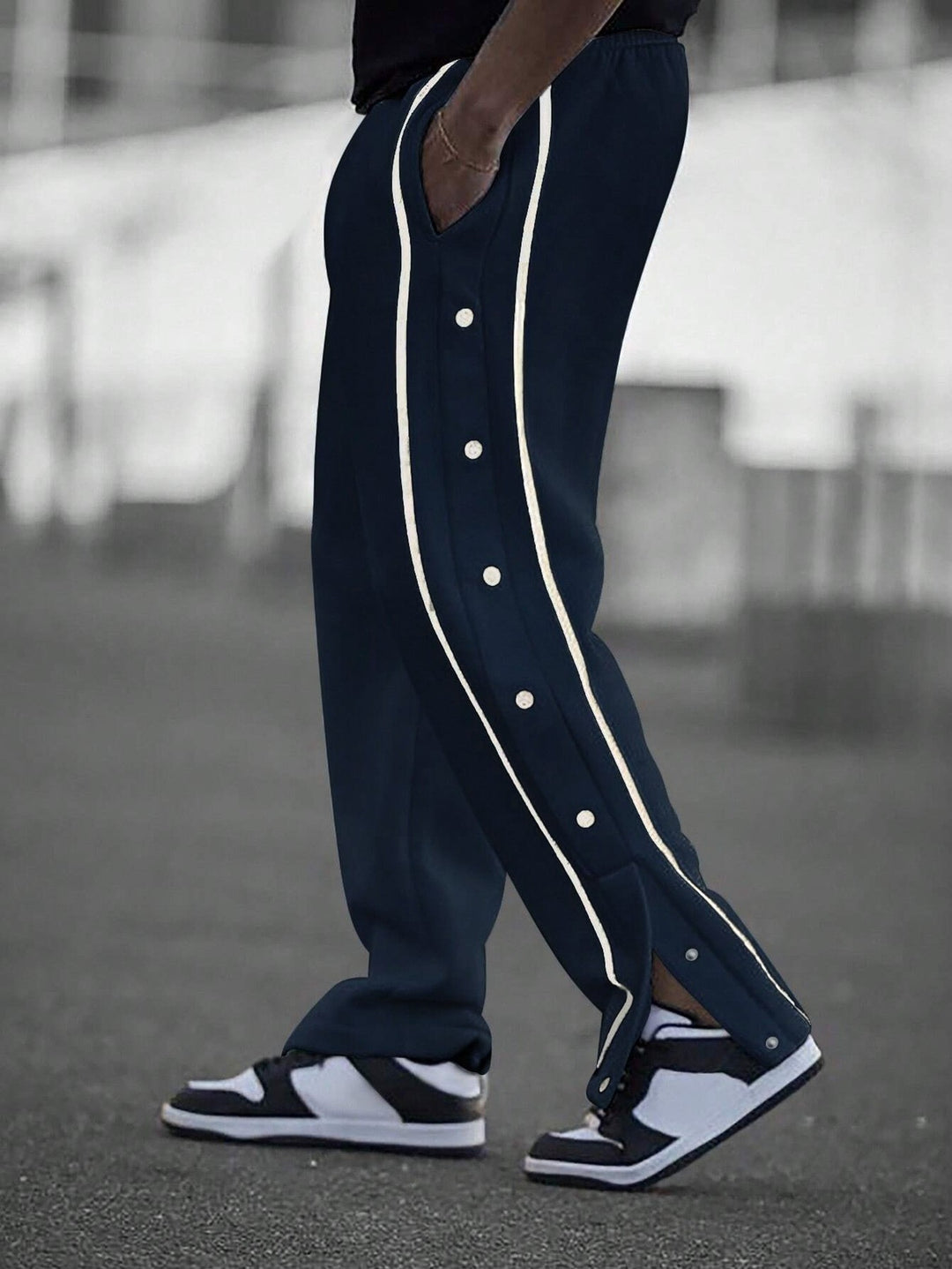 Men's Casual Sports Pants with Side Snap Buttons Lisslune