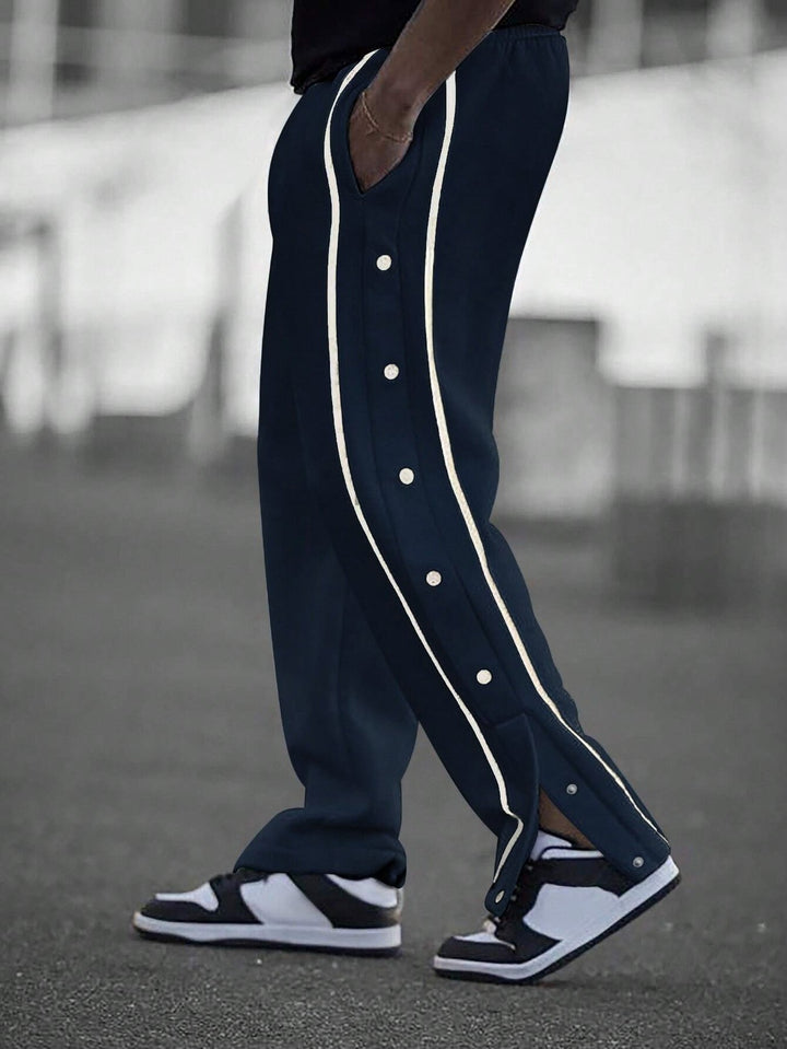 Men's Casual Sports Pants with Side Snap Buttons Lisslune