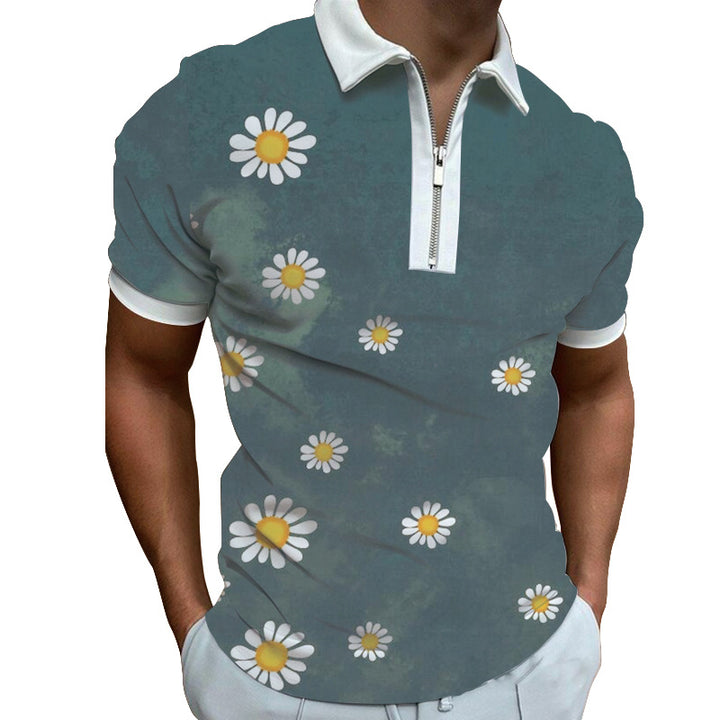 Men's polo shirt with modern graphic pattern and zipper Lisslune