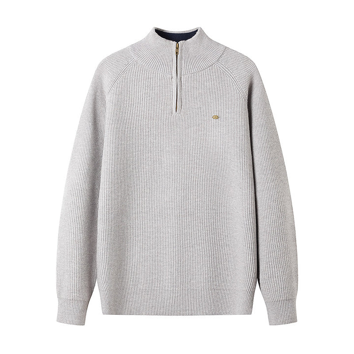 Men's Elegant Pullover with Stand-Up Collar and Zipper Lisslune