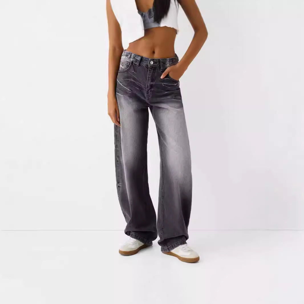 Damen weite High-Waist Jeans mit elegantem Schnitt und lässigem Design Lisslune