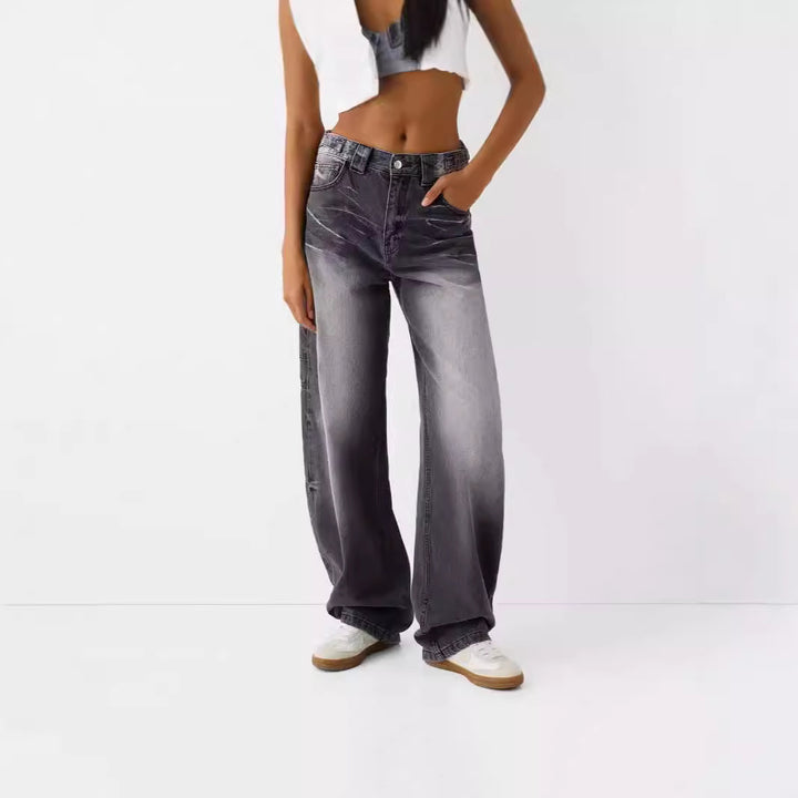 Damen weite High-Waist Jeans mit elegantem Schnitt und lässigem Design Lisslune