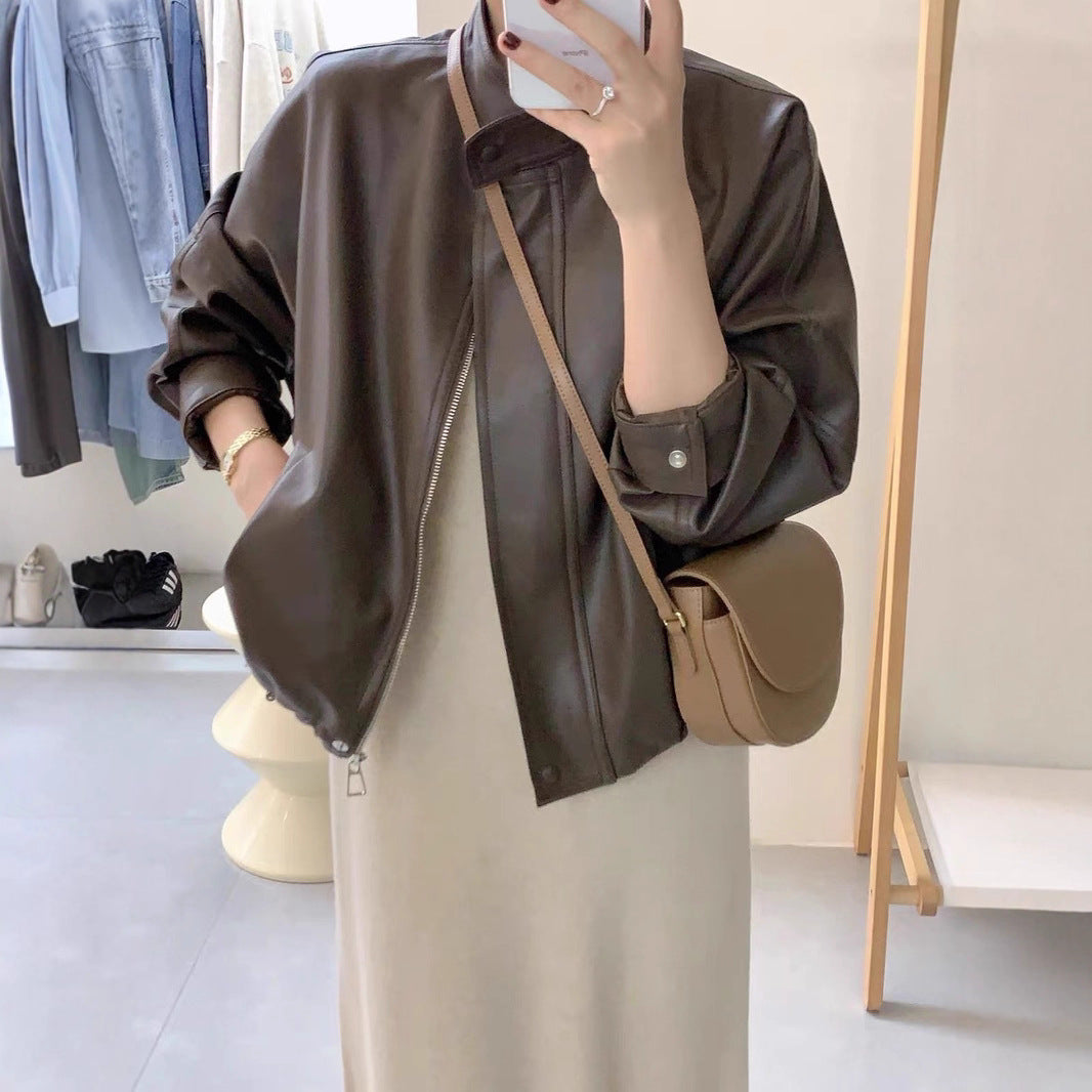 Women's Fashion Bomber Jacket made of high-quality Synthetic Leather Lisslune