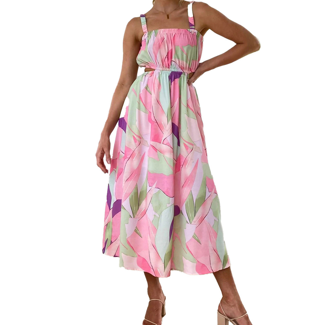 Women's maxi dress with elastic waist drawstring and strapless top Lune London