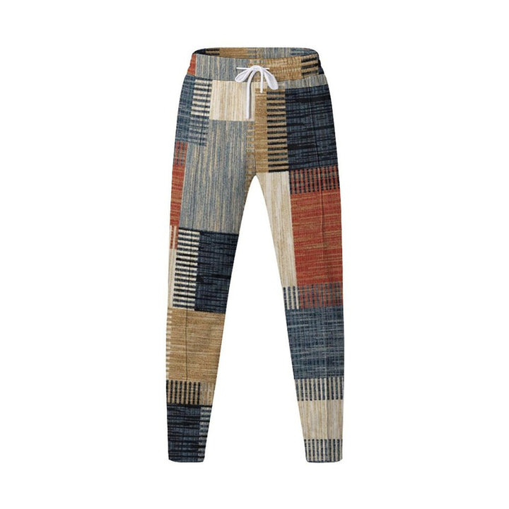 Men's fashion carrot pants with graphic patchwork pattern Lisslune