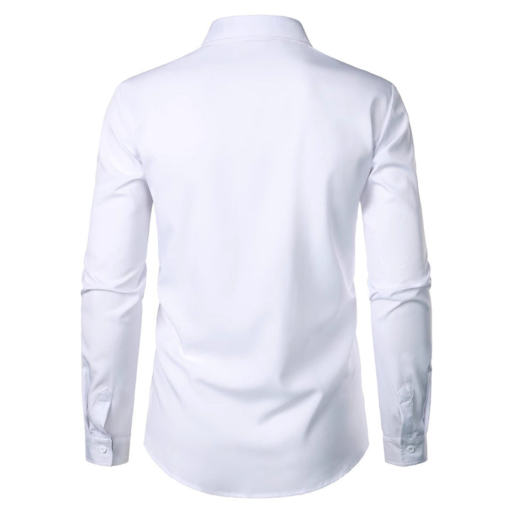 Men's long-sleeve shirt with fashionable collar and fine woven pattern Lisslune