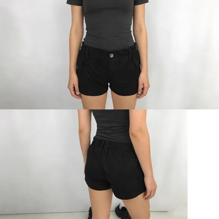 Women's cargo shorts with functional side pockets and elastic waistband Lisslune