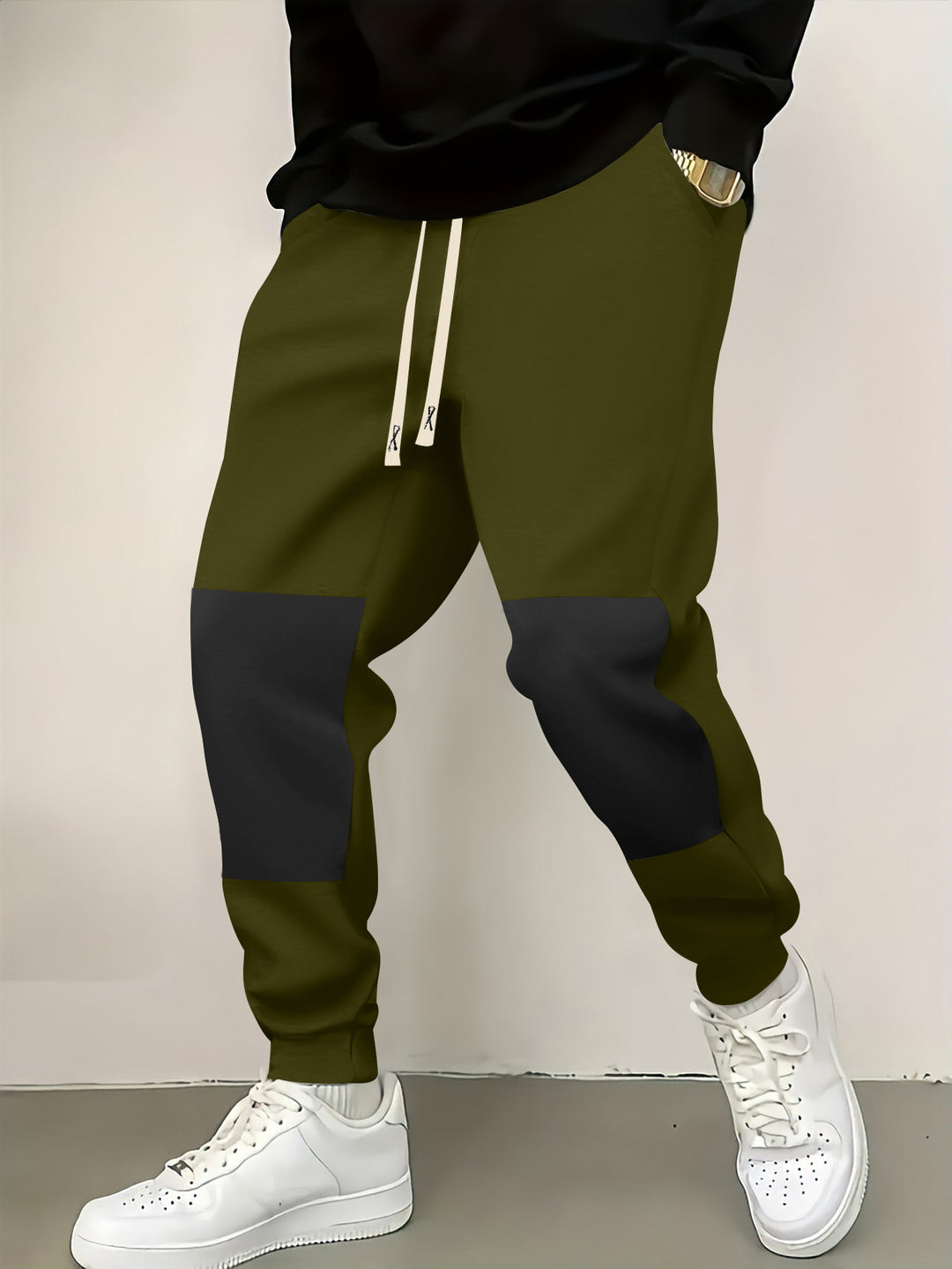 Men's elegant sports pants with modern color block elements Lisslune