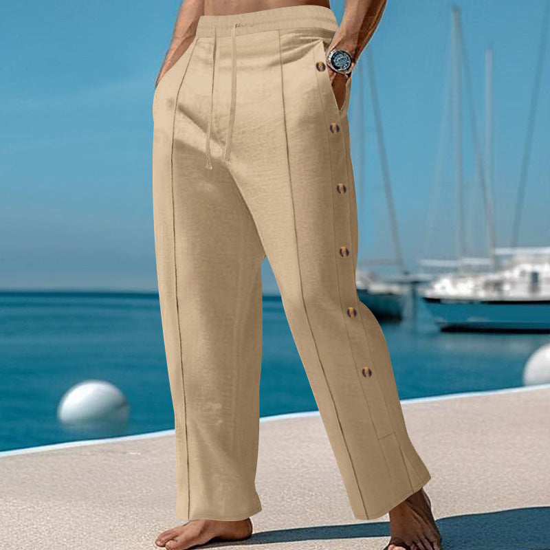 Men's elegant summer pants with side buttons Lisslune