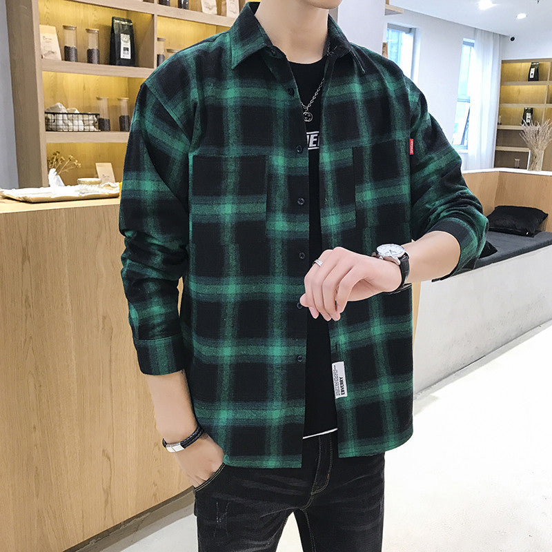 Men's flannel shirt with check pattern and practical chest pockets Lisslune