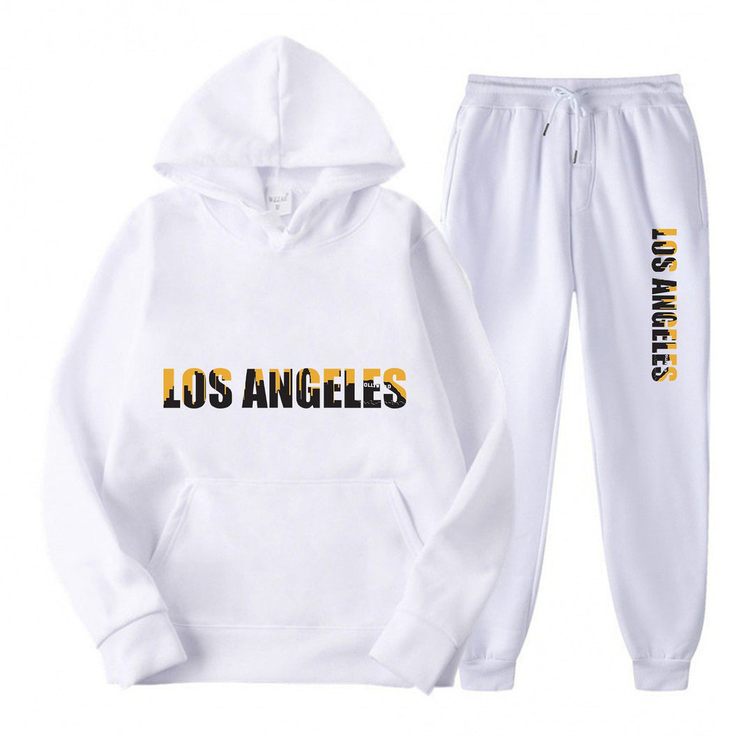 Women's leisure hoodie and jogging pants set with casual Los Angeles lettering Lisslune