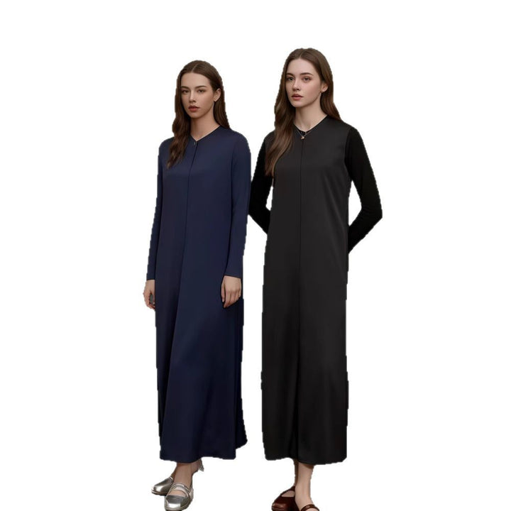 Women's Elegant Long Sleeve Maxi Dress with Flattering Cut and Timeless Design