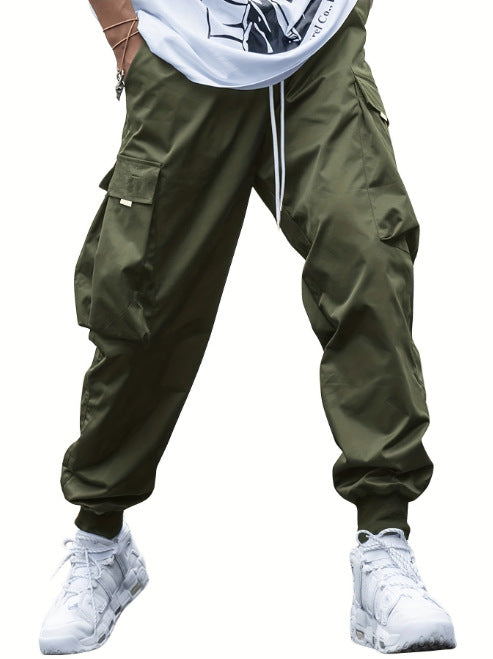 Men's casual utility pants with practical pockets and elastic hem Lisslune