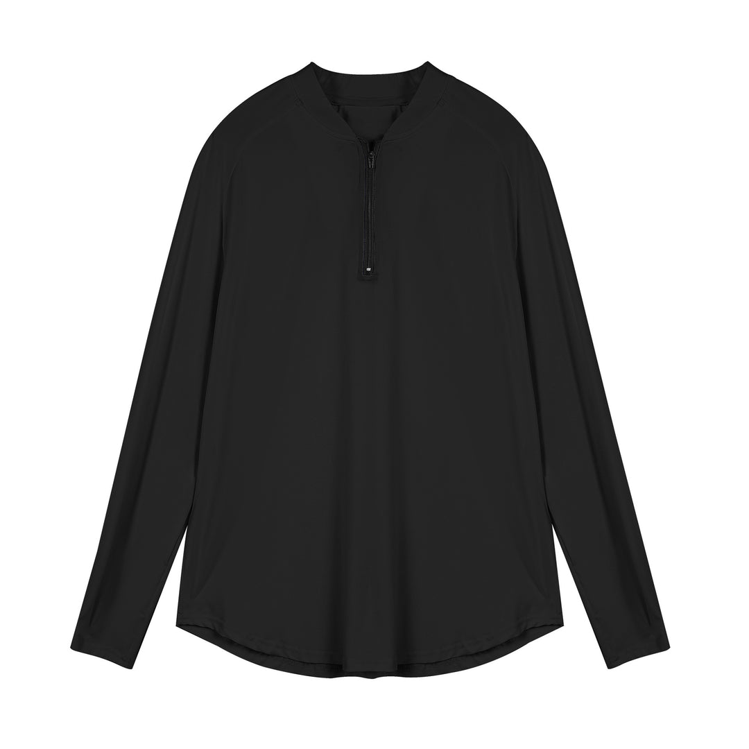 Men's Sporty Long Sleeve Top with Half Zipper and Breathable Material Lisslune