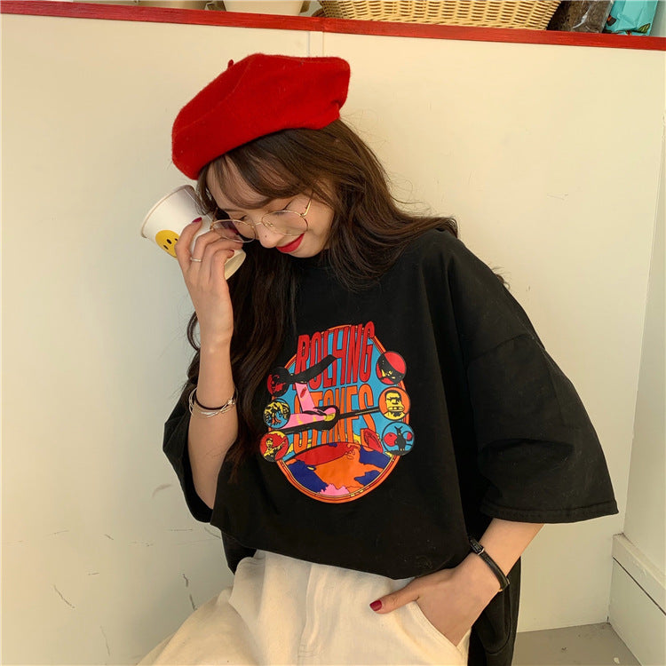 Women’s Graphic T-Shirt Dress with Casual Cut and Modern Design