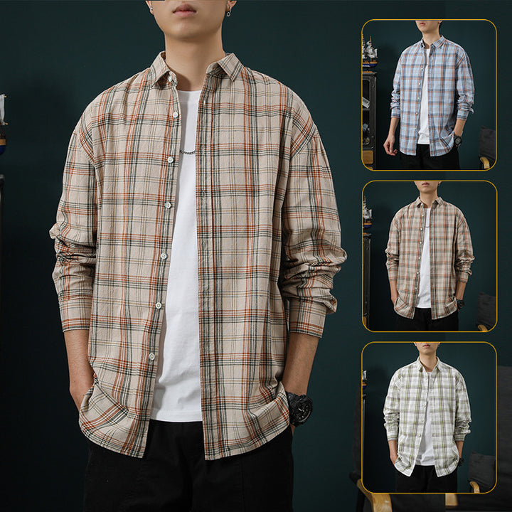 Men's Casual Long Sleeve Shirt Made of Breathable Cotton Lisslune