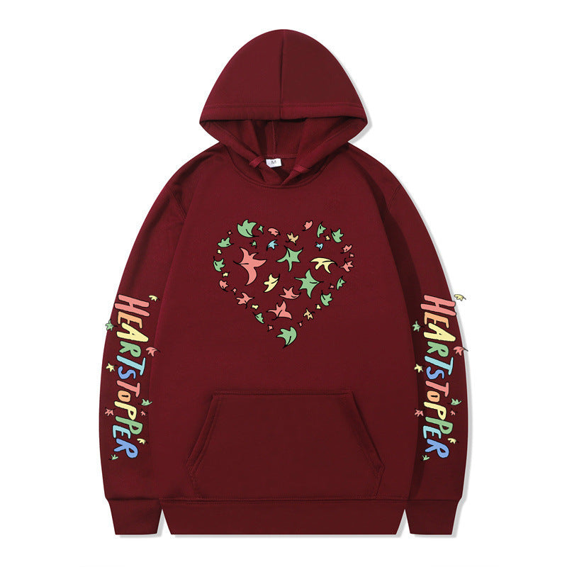 Women's hoodie with creative heart and leaf design Lisslune