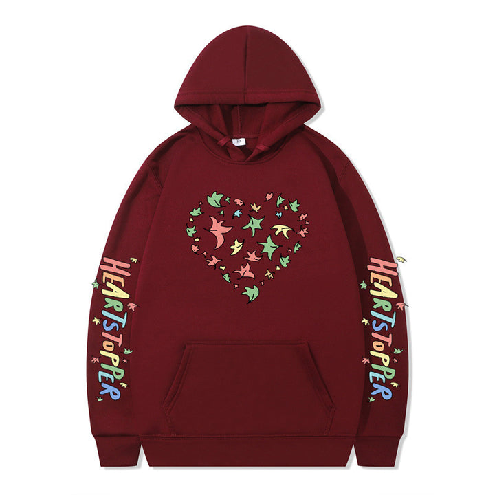 Women's hoodie with creative heart and leaf design Lisslune