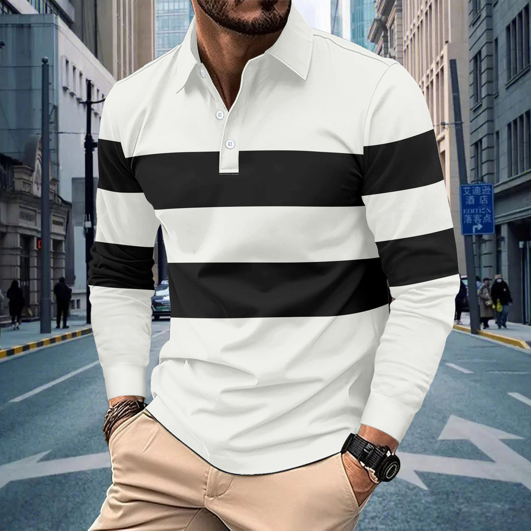 Men's long-sleeve shirt with modern stripe pattern and sporty collar Lisslune