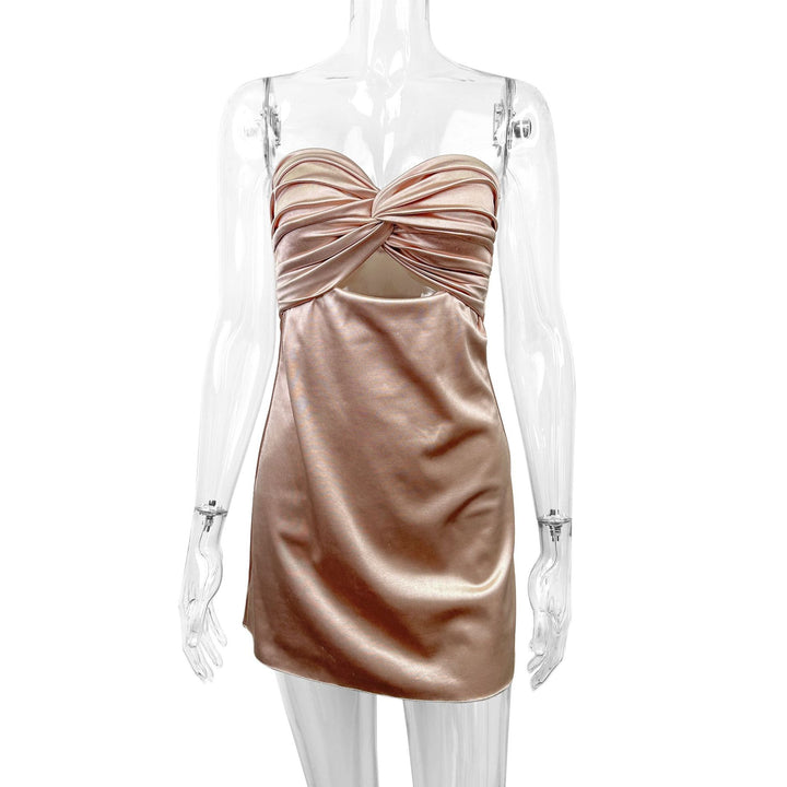 Damen figurbetontes Minikleid mit tiefem Ausschnitt und Knotted Detail Lisslune