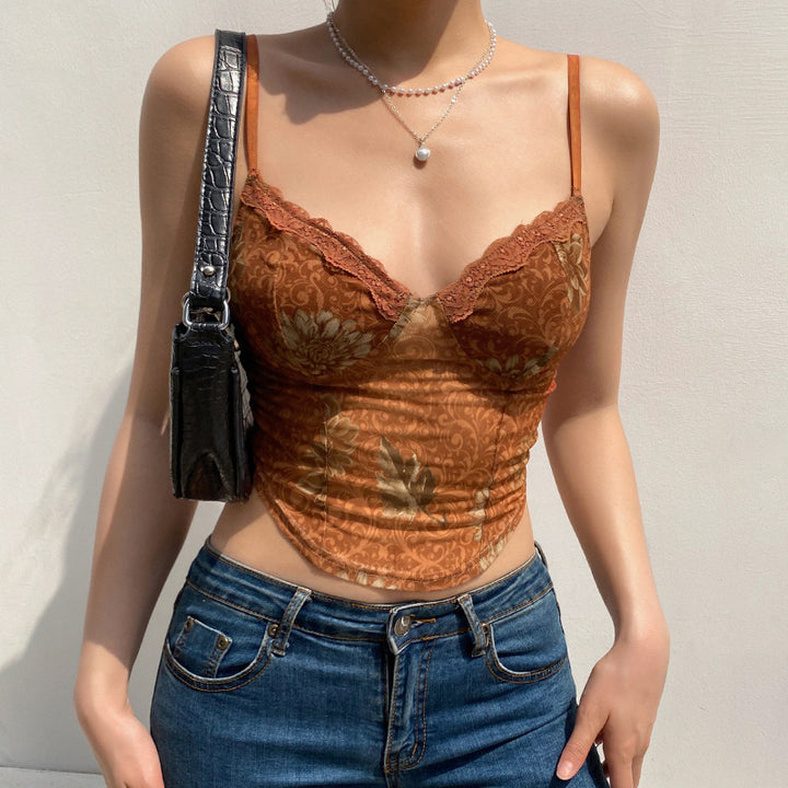 Ladies lace corset top with floral design and sophisticated cut Lisslune