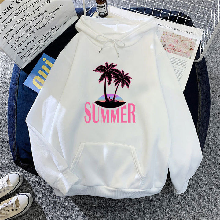 Women's hoodie with summer motif and tropical palm print Lisslune