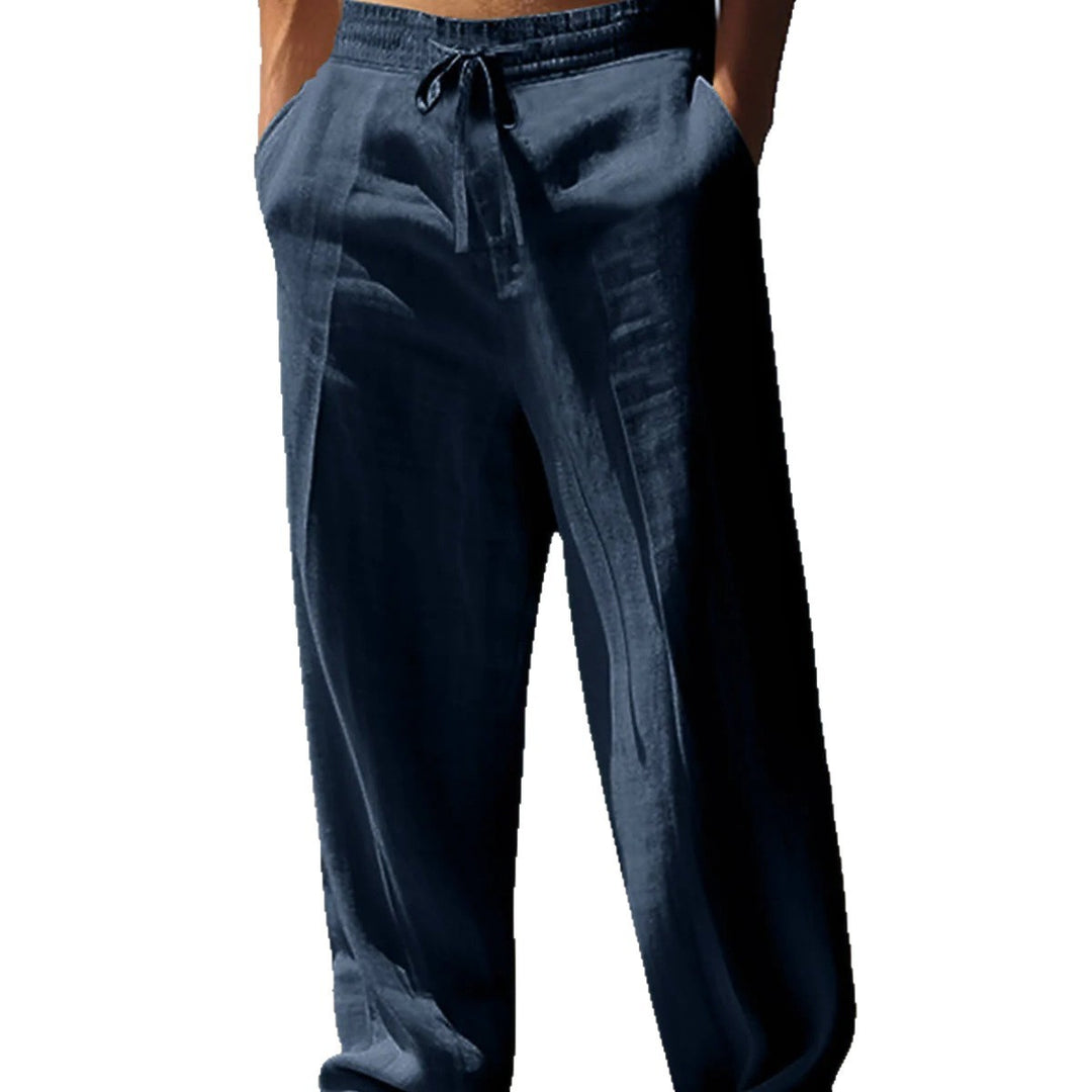 Men's Casual Linen Pants with Elastic Waistband and Side Pockets Lisslune