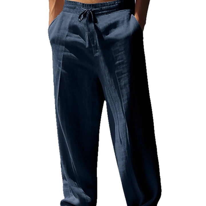 Men's Casual Linen Pants with Elastic Waistband and Side Pockets Lisslune